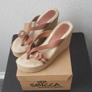 SBICCA Brown Flower Wedges